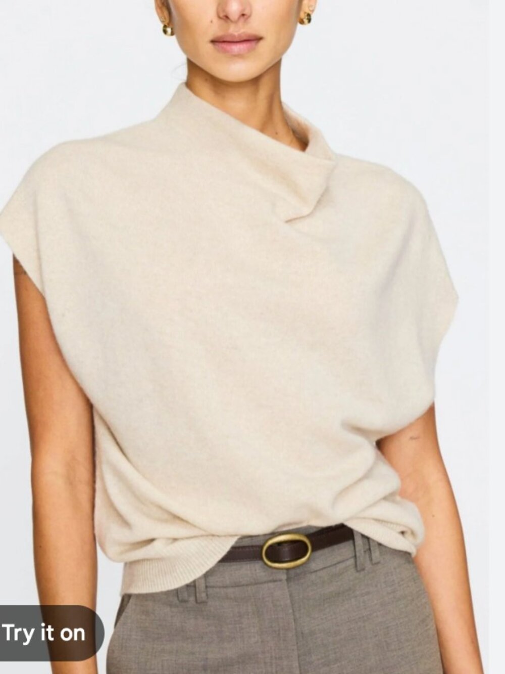 NWOT's Massimo Dutti linen blend cowl neck top size Small